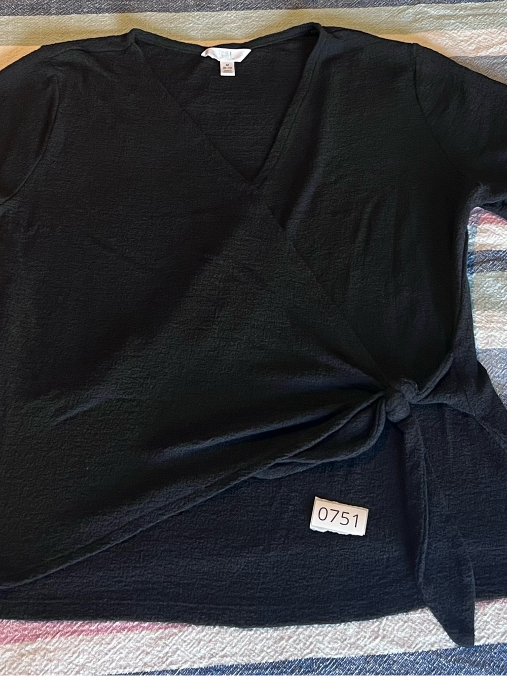 Time and Tru Black Side Tie V-Neck Tunic